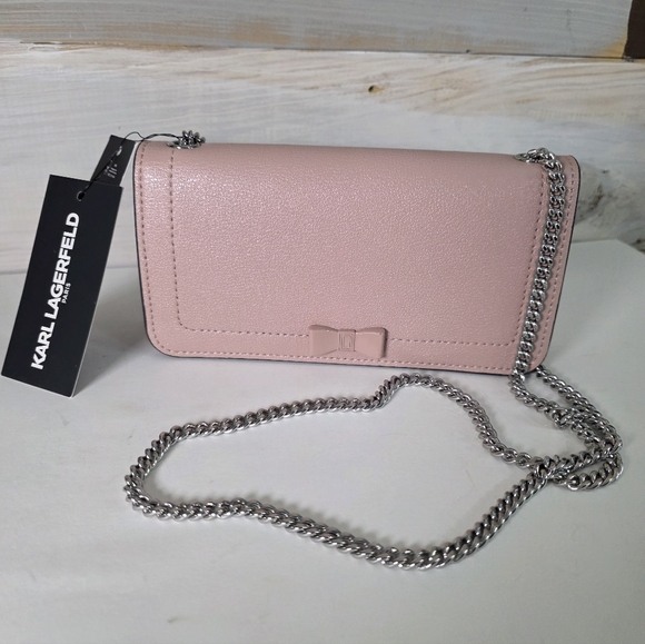Karl Lagerfeld Paris Kosette Mini Shoulder Bag in a blush pink - Picture 2 of 11